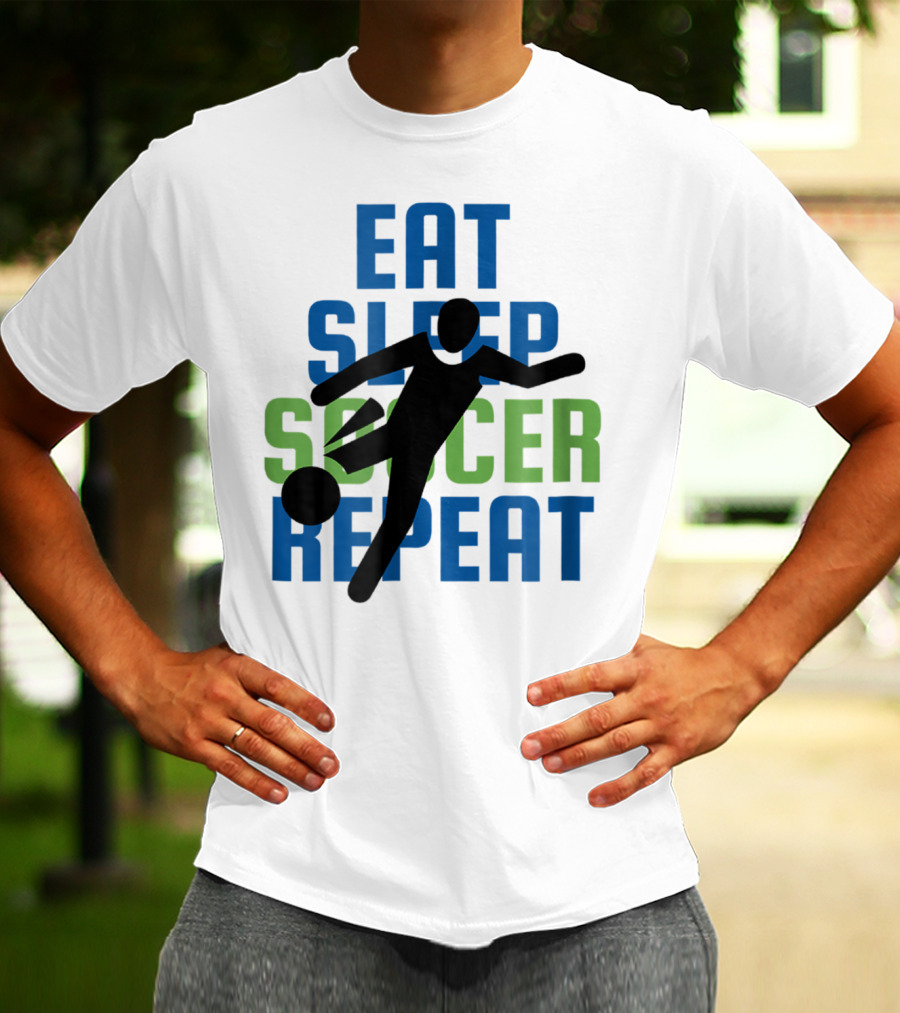 Eat Sleep Soccer Repeat Mom Girl Boy Kids Youth Soccer Player T-Shirt