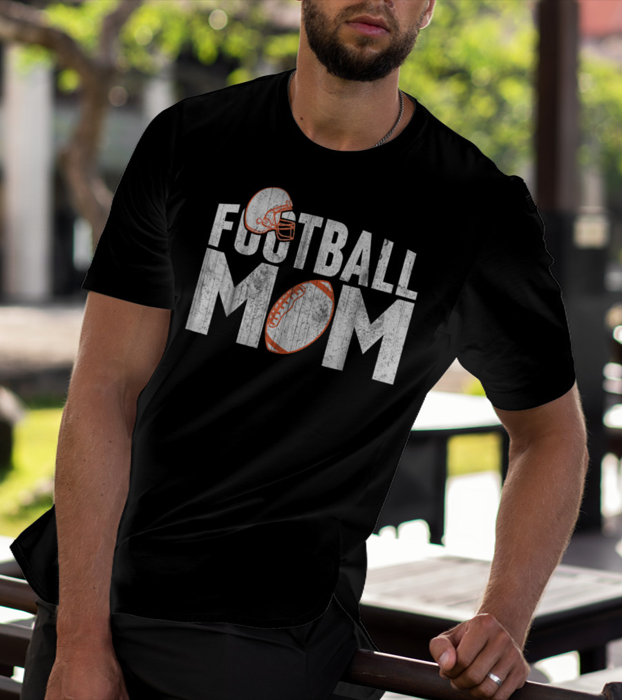 Football Mom Helmet And Ball Fan T-Shirt