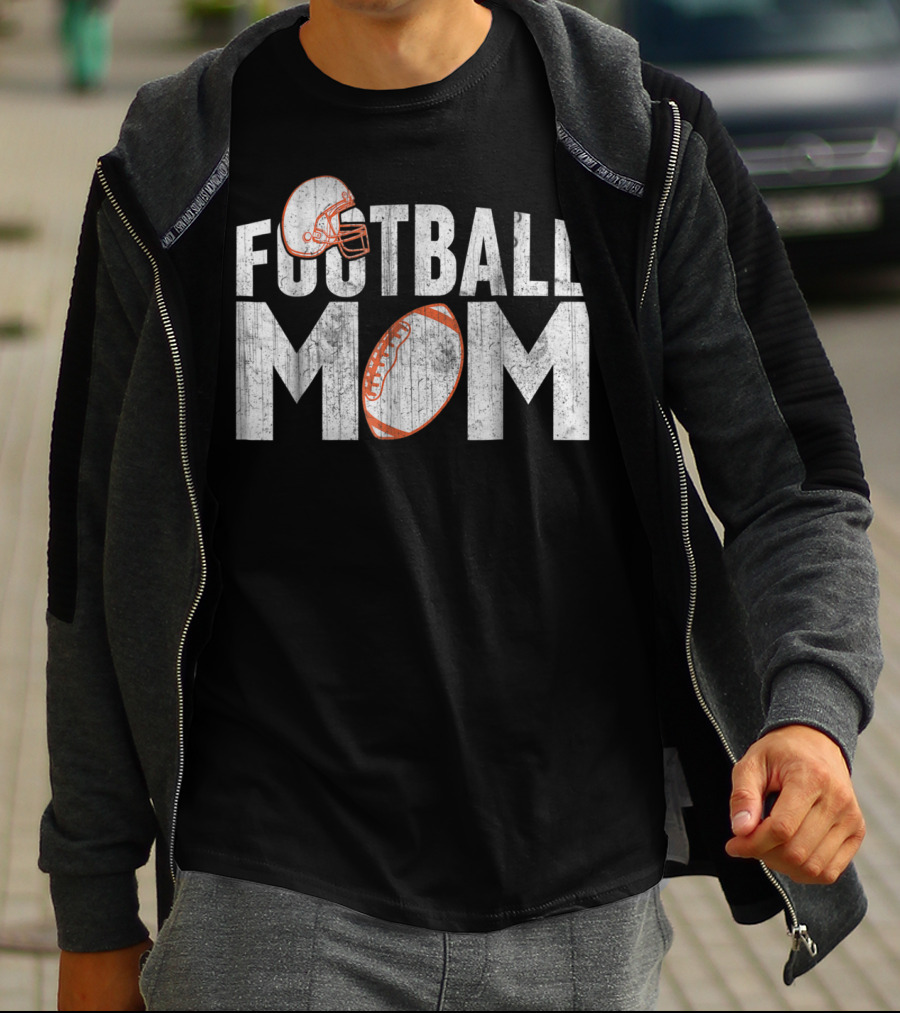 Football Mom Helmet And Ball Fan T-Shirt