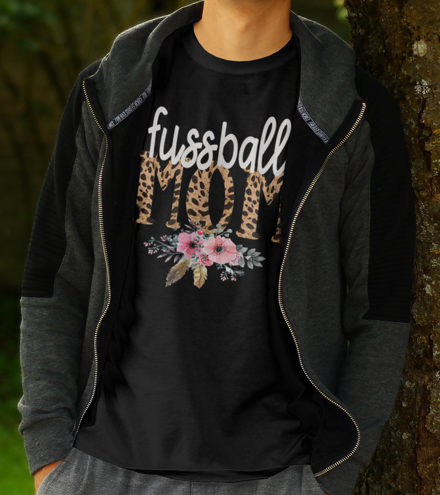 Fussball Mom Leopard Print Floral T-Shirt