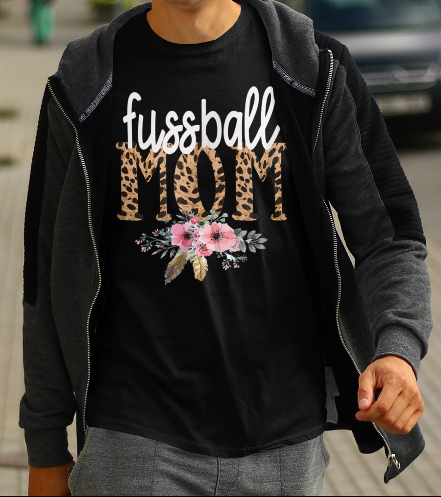 Fussball Mom Leopard Print Floral T-Shirt