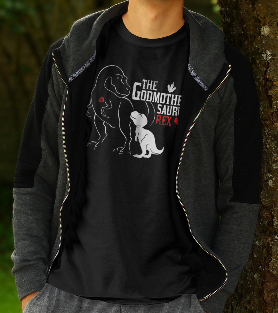 The Godmother Saurus Rex Mama Saurus Dinosaur Heart T-Shirt