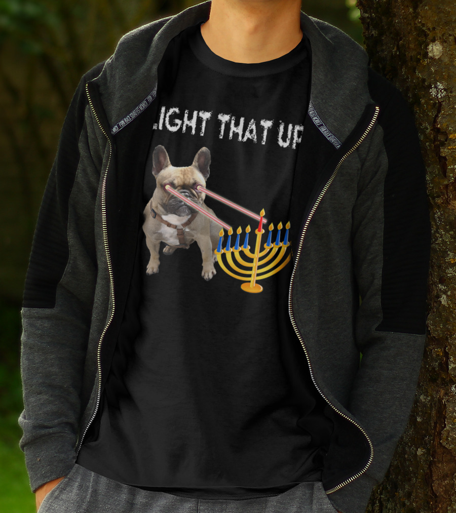 LIGHT THAT UP Hanukkah Frenchie Proud French Bulldog52 T-Shirt