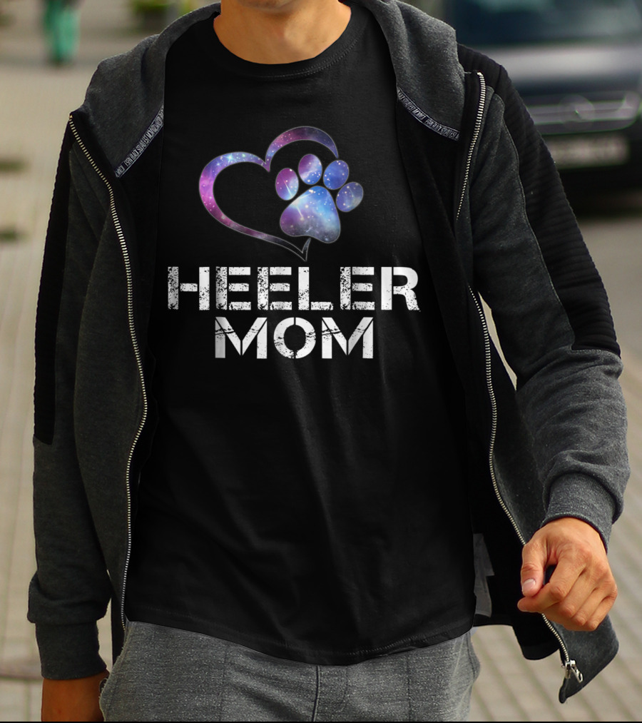 HEELER MOM Galaxy Heart Paw T-Shirt