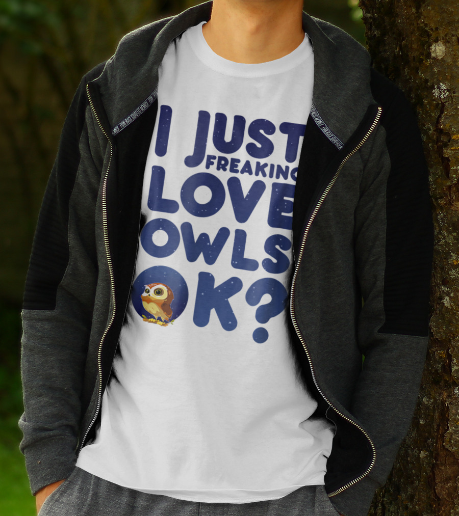 I Just Freaking Love Owls Ok Kawaii Owl Face T-Shirt