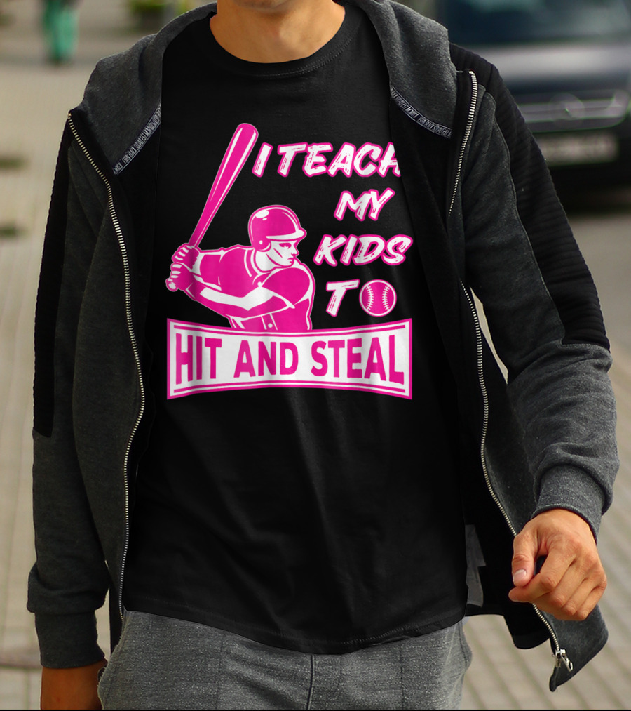 I Teach My Kids To Hit And Steal Baseball Mom Player Iconic T-Shirt