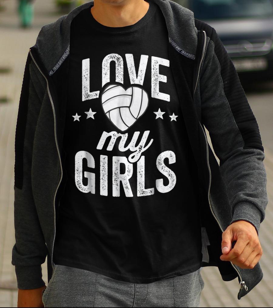 Love My Girls Volleyball Dad Team53 T-Shirt