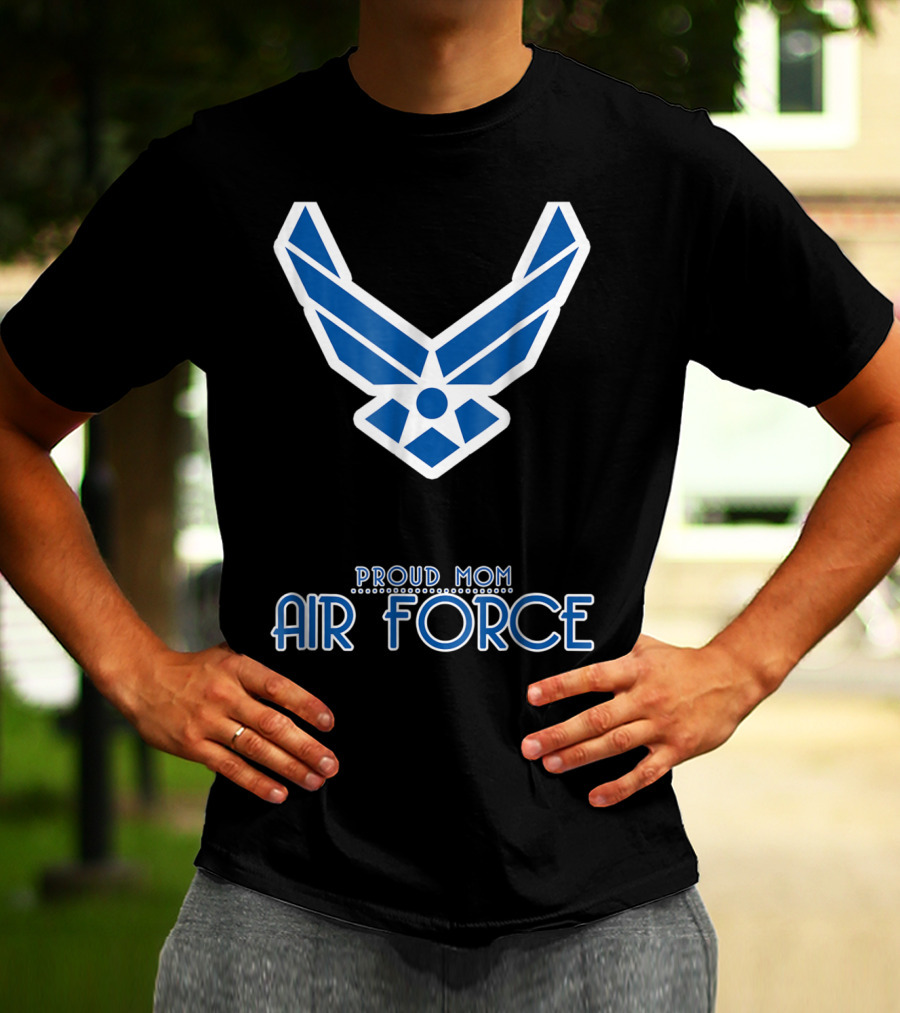 Proud Air Force Mom Blue Emblem T-Shirt