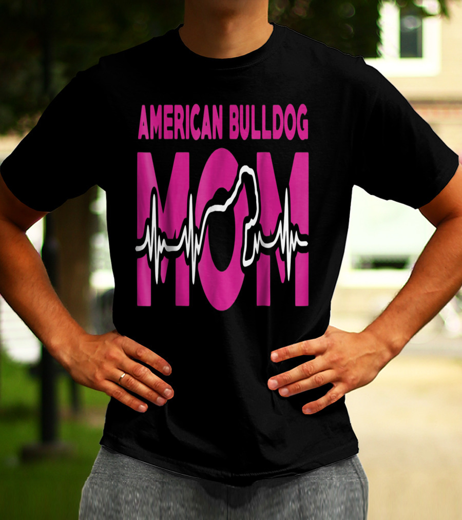 American Bulldog Mom Heartbeat T-Shirt