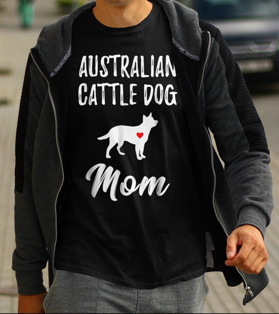 Australian Cattle Dog Mom Silhouette With Heart T-Shirt