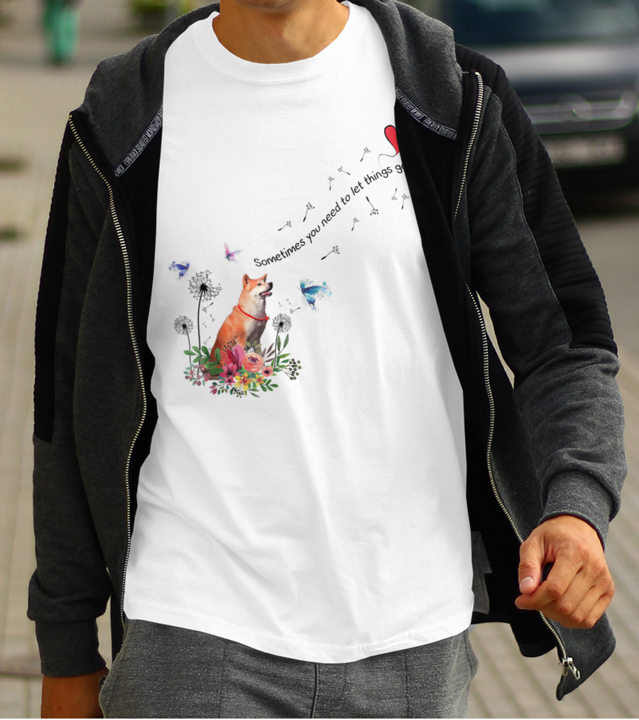 Akita Dog Kids Friend76 Sometimes You Need To Let Things Go T-Shirt