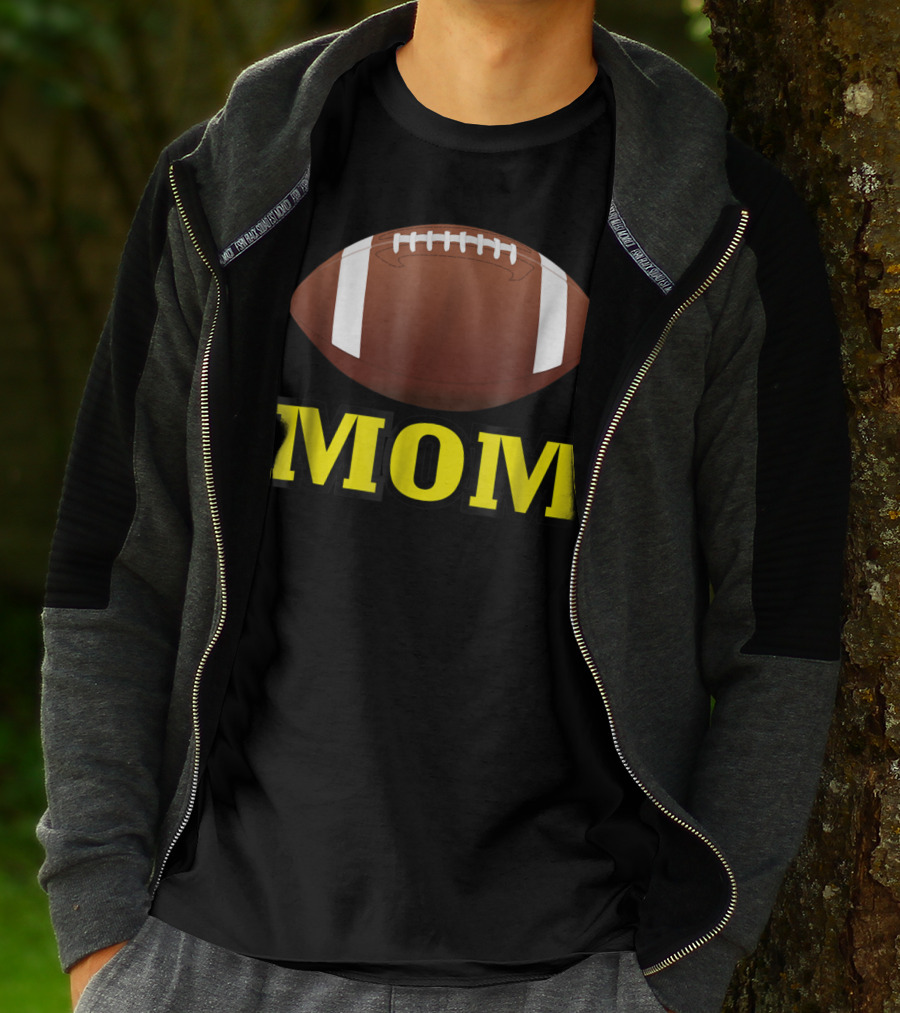 American Football Mom Gold Letters With Football T-Shirt