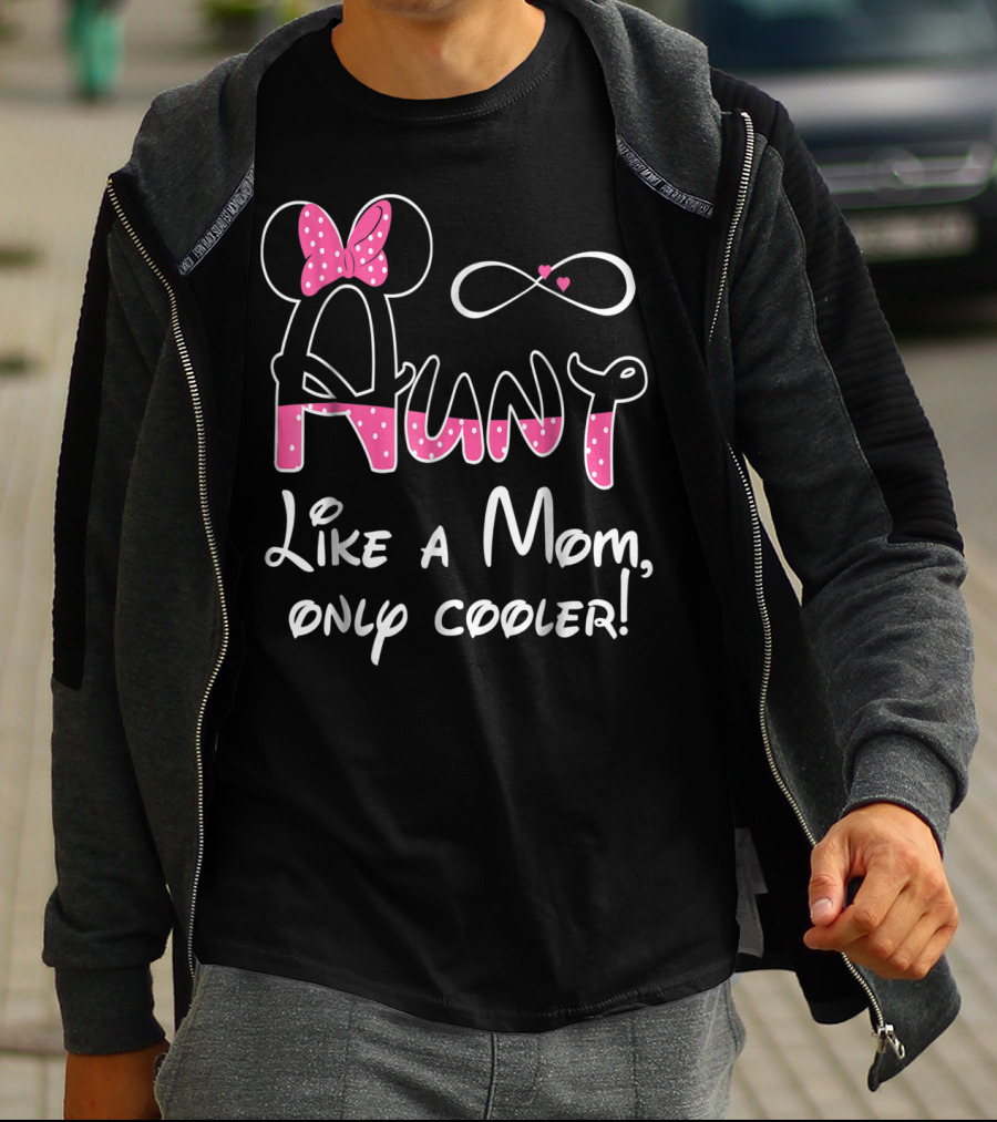 Aunt Like A Mom Only Cooler Polka Dot Bow Infinity Hearts T-Shirt
