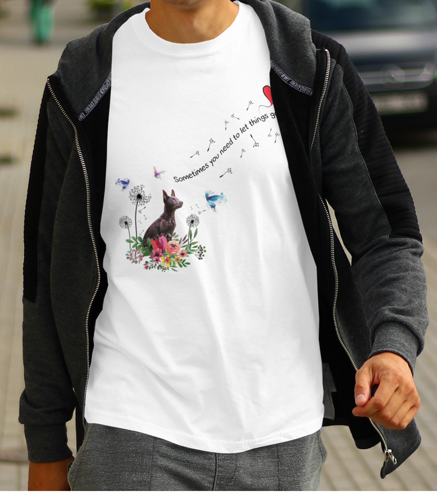 Australian Kelpie Dog With Floral And Heart Motif Sometimes You Need To Let Things Go T-Shirt