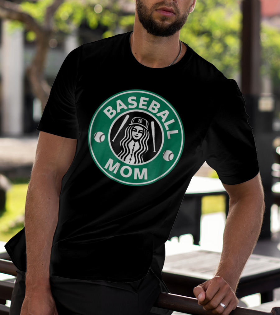 Baseball Mom Coffee Logo Style29 Double Baseball Bats Green Circle T-Shirt