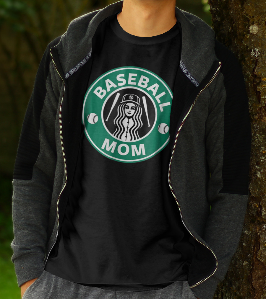 Baseball Mom Coffee Logo Style29 Double Baseball Bats Green Circle T-Shirt