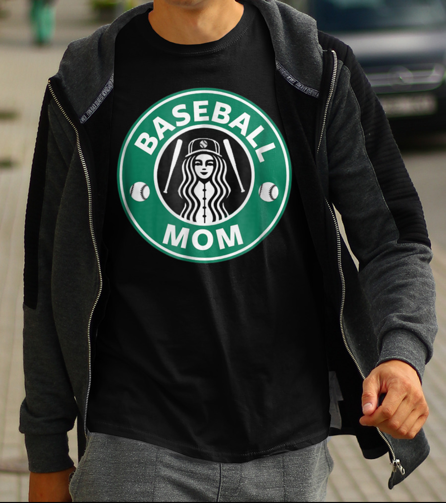 Baseball Mom Coffee Logo Style29 Double Baseball Bats Green Circle T-Shirt