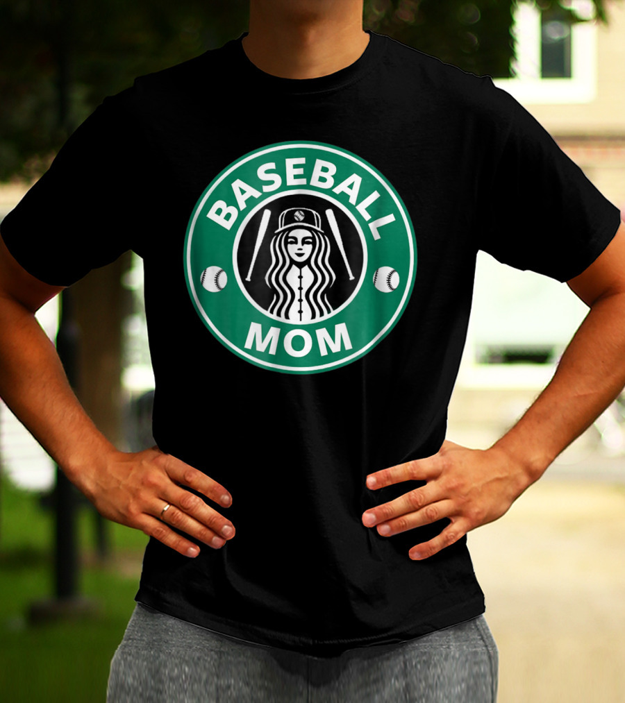 Baseball Mom Coffee Logo Style29 Double Baseball Bats Green Circle T-Shirt