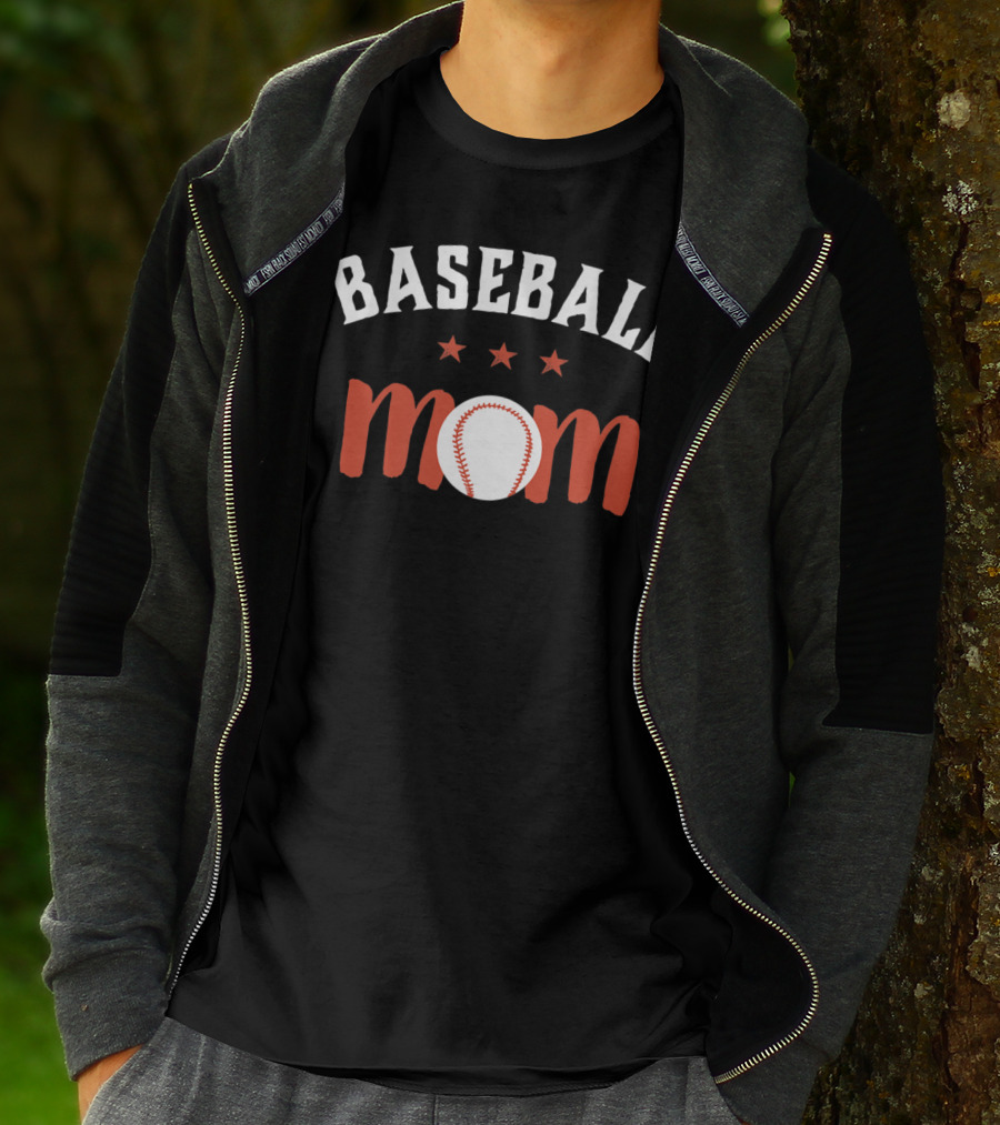 Baseball Mom For Proud Mother And Sports Parents With Stars And Baseball T-Shirt