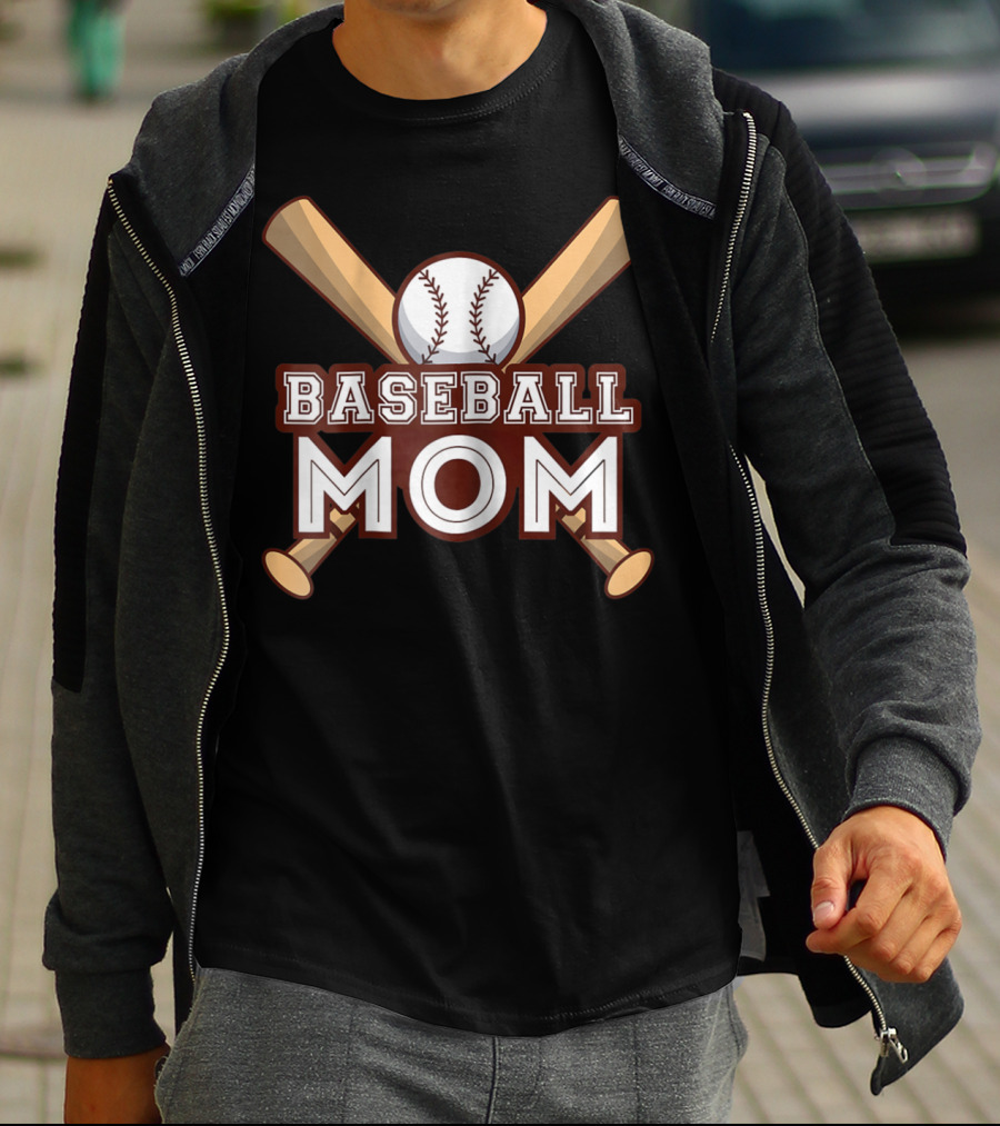 Baseball Mom Crossed Bats And Ball T-Shirt
