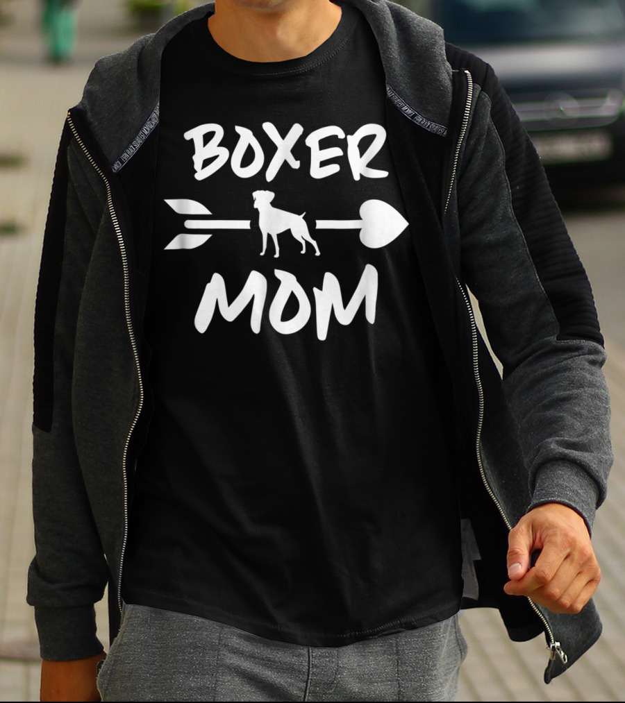 Boxer Mom Boxer Mama Dog Lover 90 Heart Arrow Dog T-Shirt