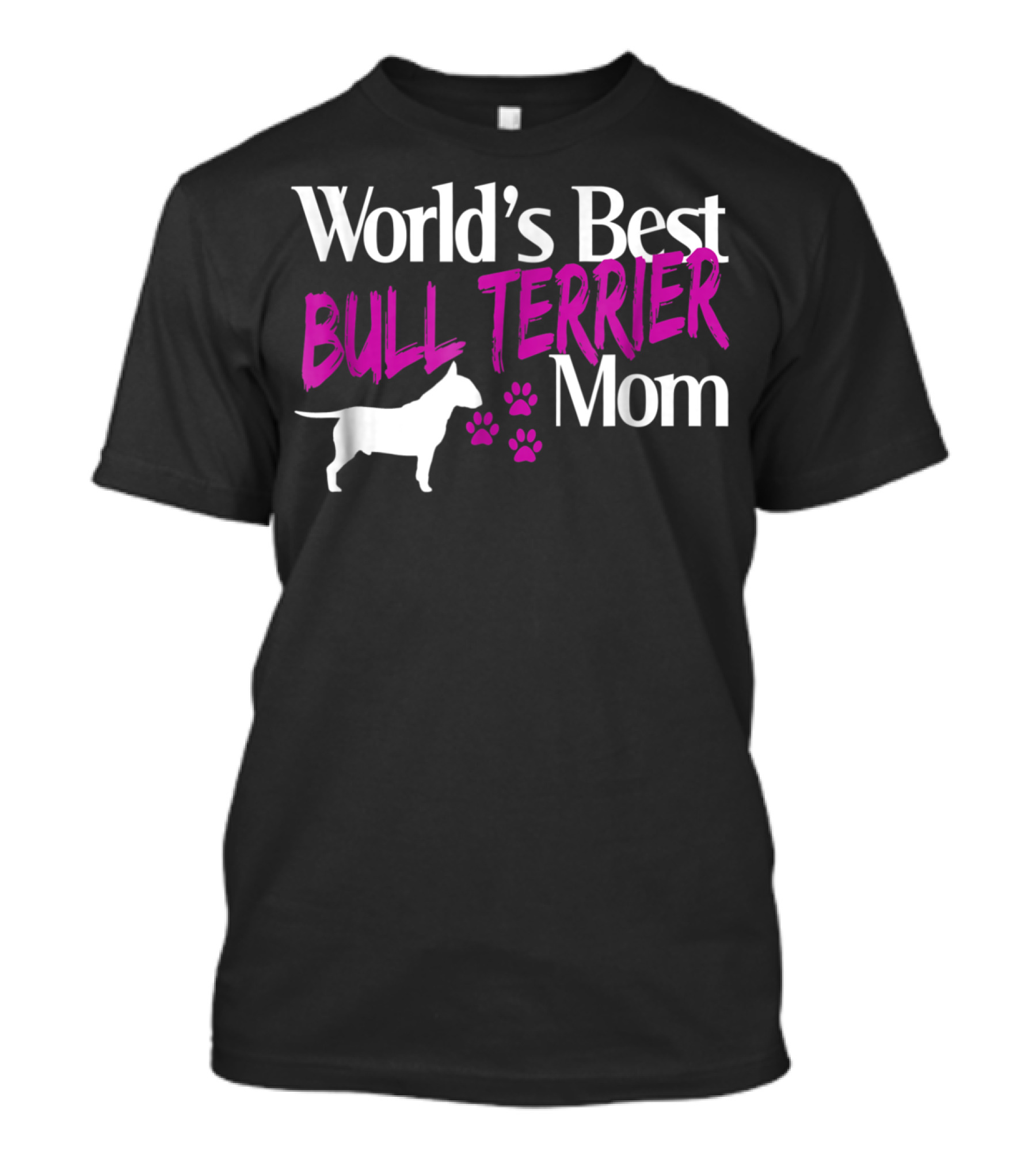 World's Best Bull Terrier Mom With Dog Silhouette And Paw Prints T-Shirt
