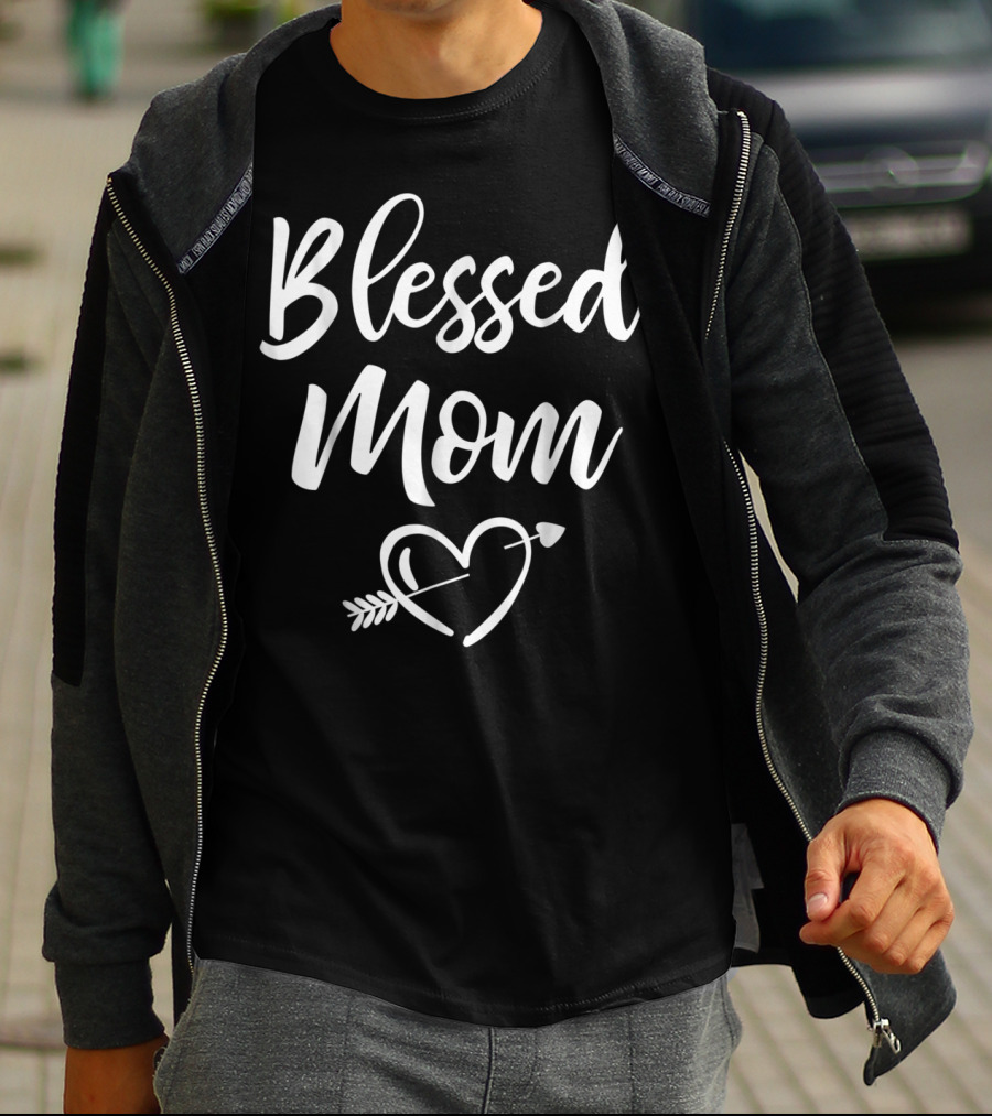 Blessed Mom Heart Arrow Christmas Birthday T-Shirt