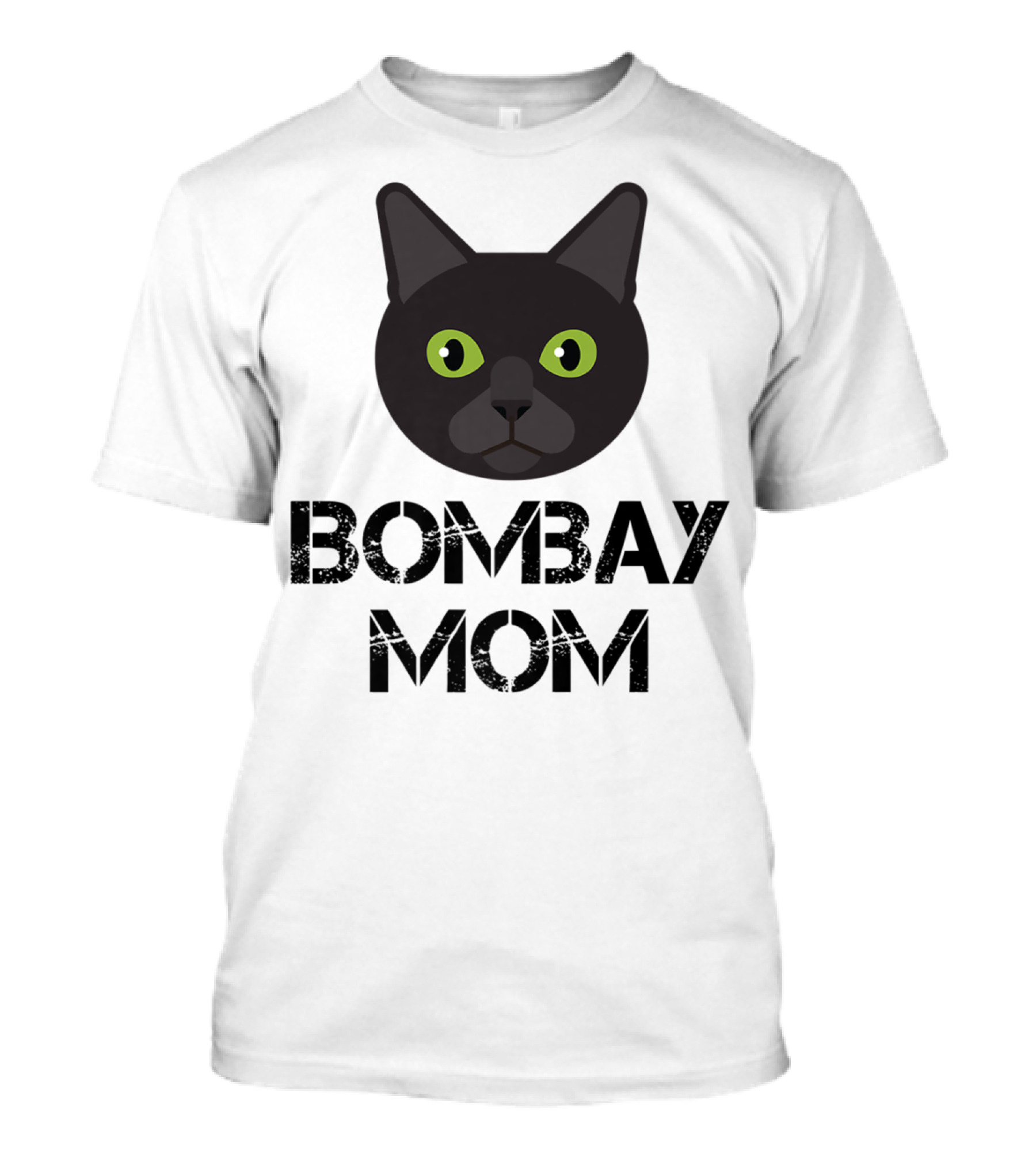Bombay Mom Cat Owner Black Cat Face T-Shirt
