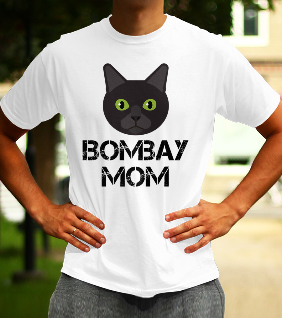 Bombay Mom Cat Owner Black Cat Face T-Shirt
