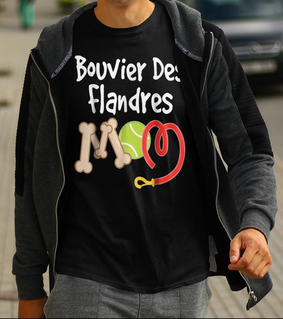 Bouvier Des Flandres Mom Bone Tennis Ball Leash T-Shirt