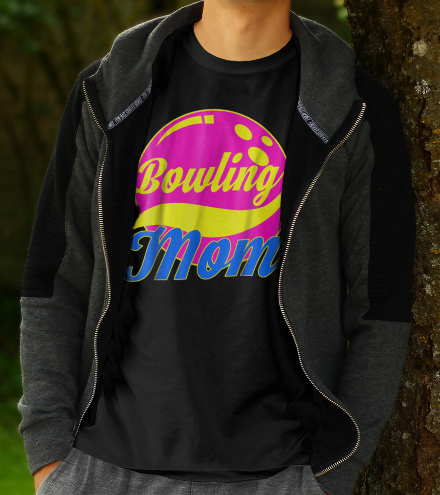 Bowling Mom Bowler League Pink Yellow Bowling Ball T-Shirt