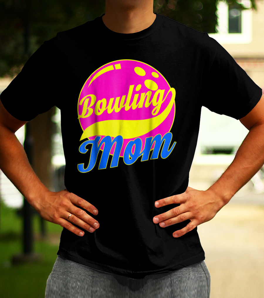 Bowling Mom Bowler League Pink Yellow Bowling Ball T-Shirt