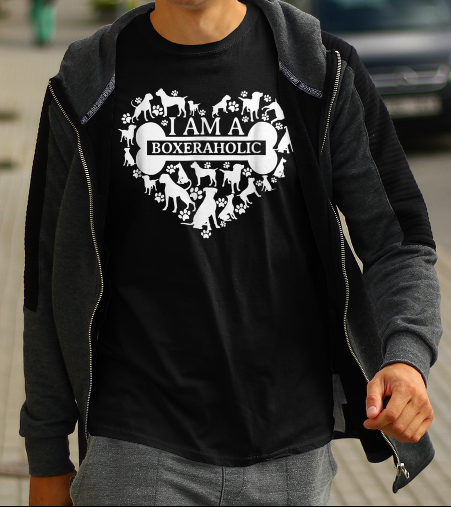 Boxer Dog Mom I Am A Boxeraholic Heart T-Shirt