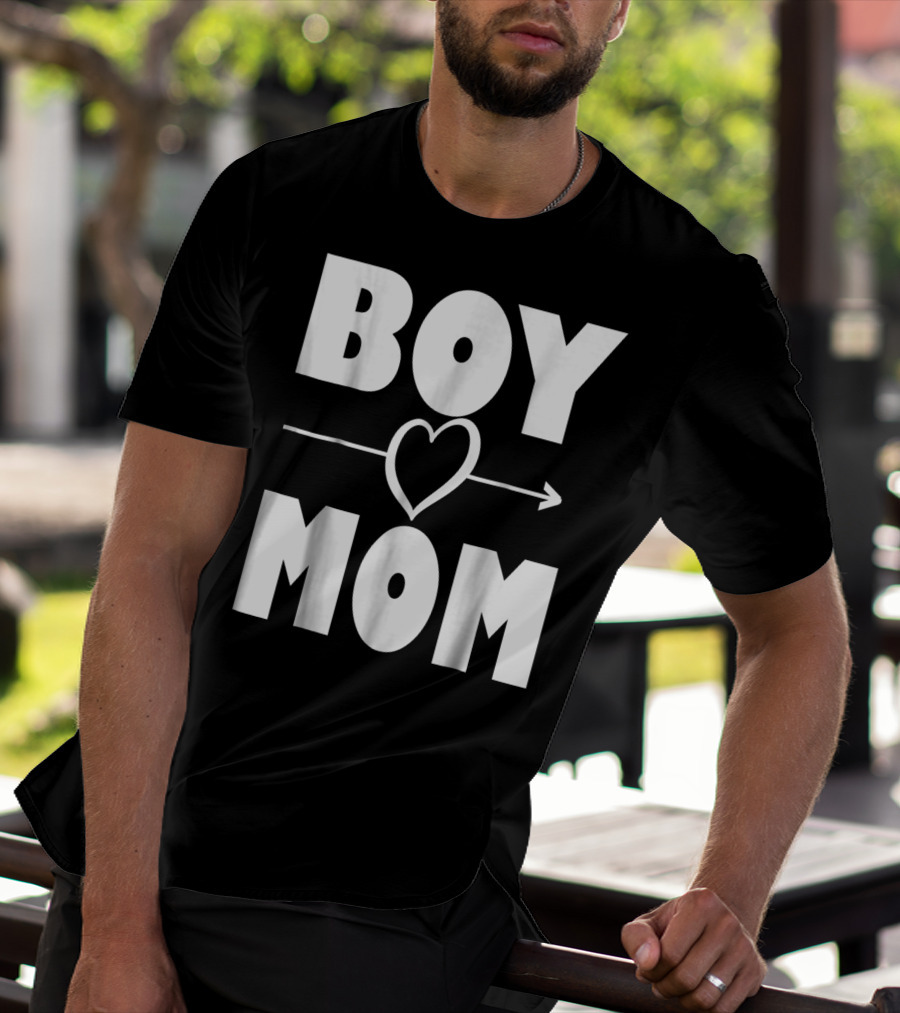 BOY MOM Heart With Arrow T-Shirt