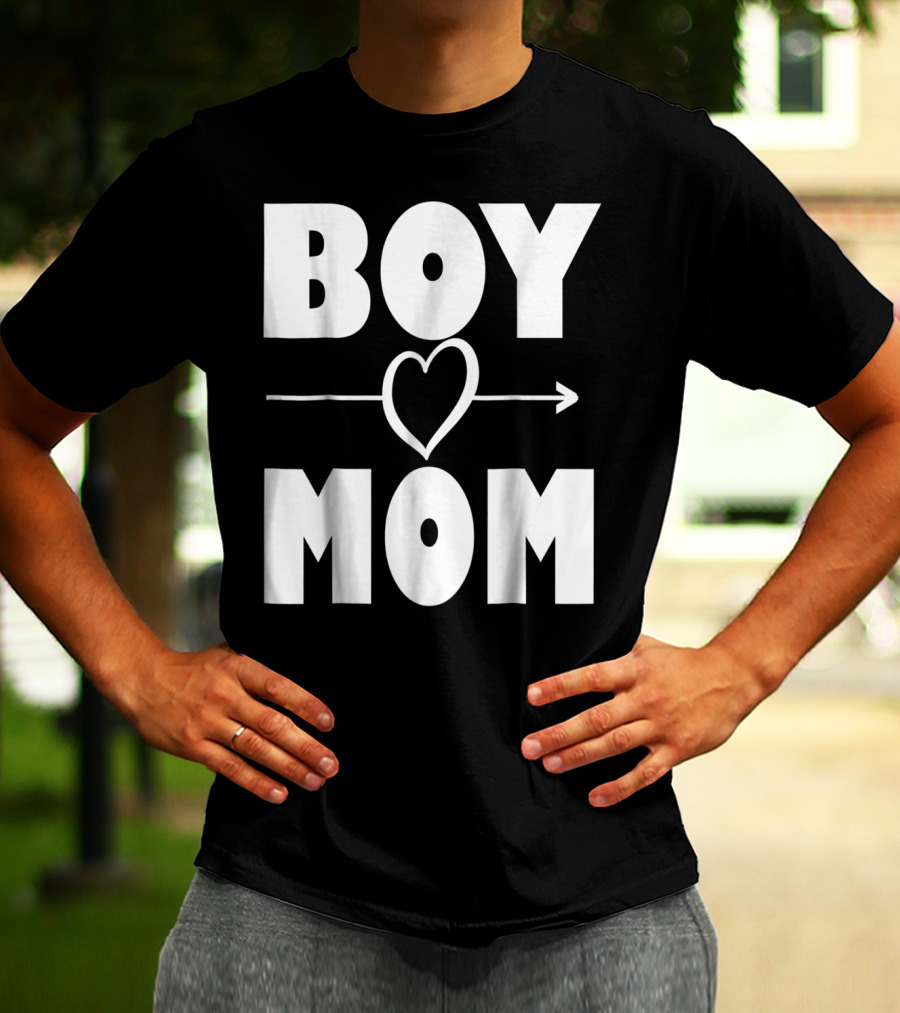 BOY MOM Heart With Arrow T-Shirt