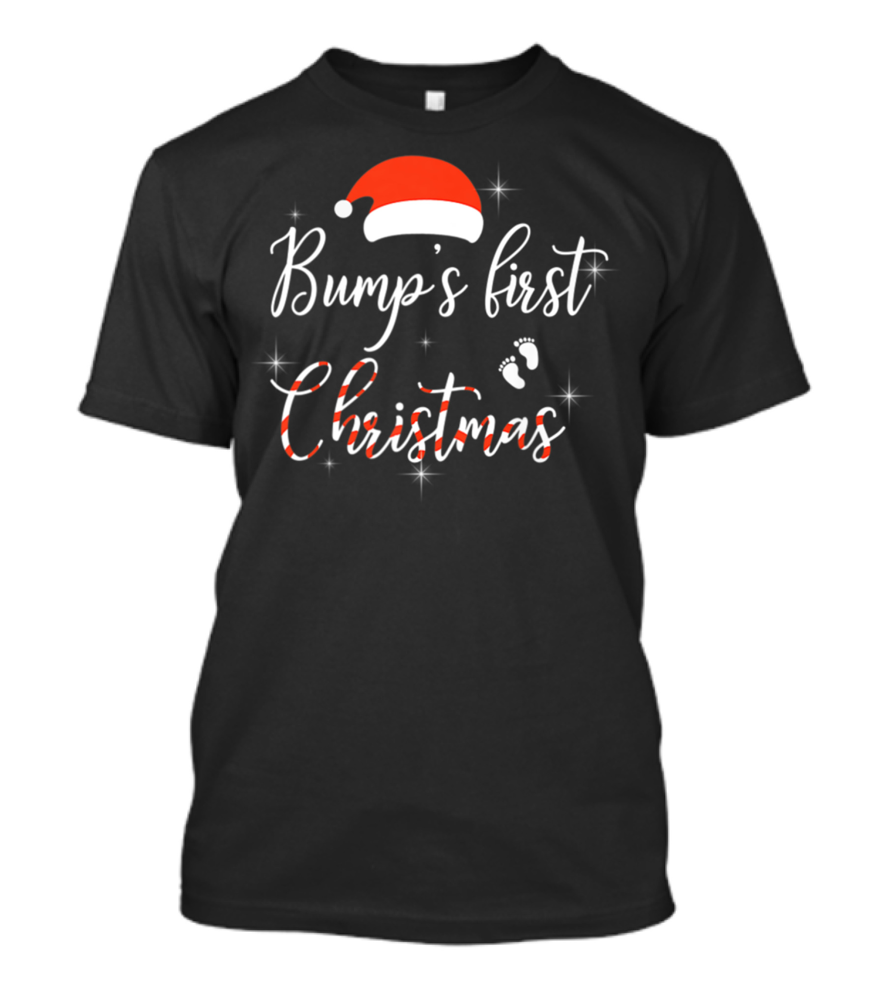 Bump's First Christmas Santa Hat Baby Feet Pregnant Mom Expecting Baby T-Shirt