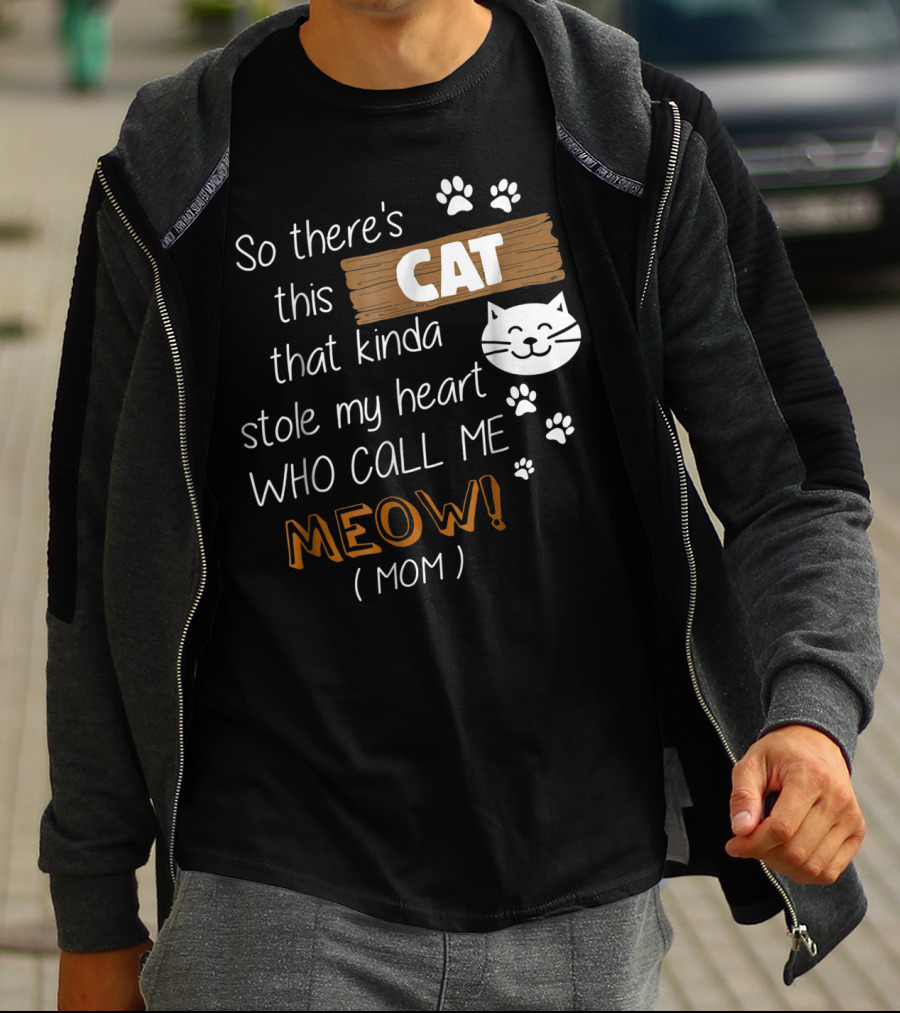 So There's This Cat That Kinda Stole My Heart Who Call Me Meow Mom T-Shirt
