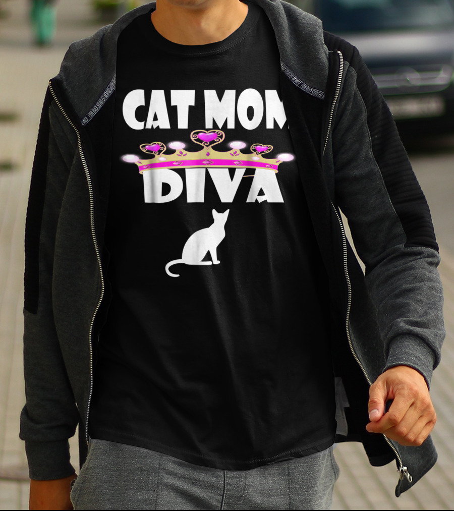 Cat Mom Diva Crown Silhouette Tee63 T-Shirt
