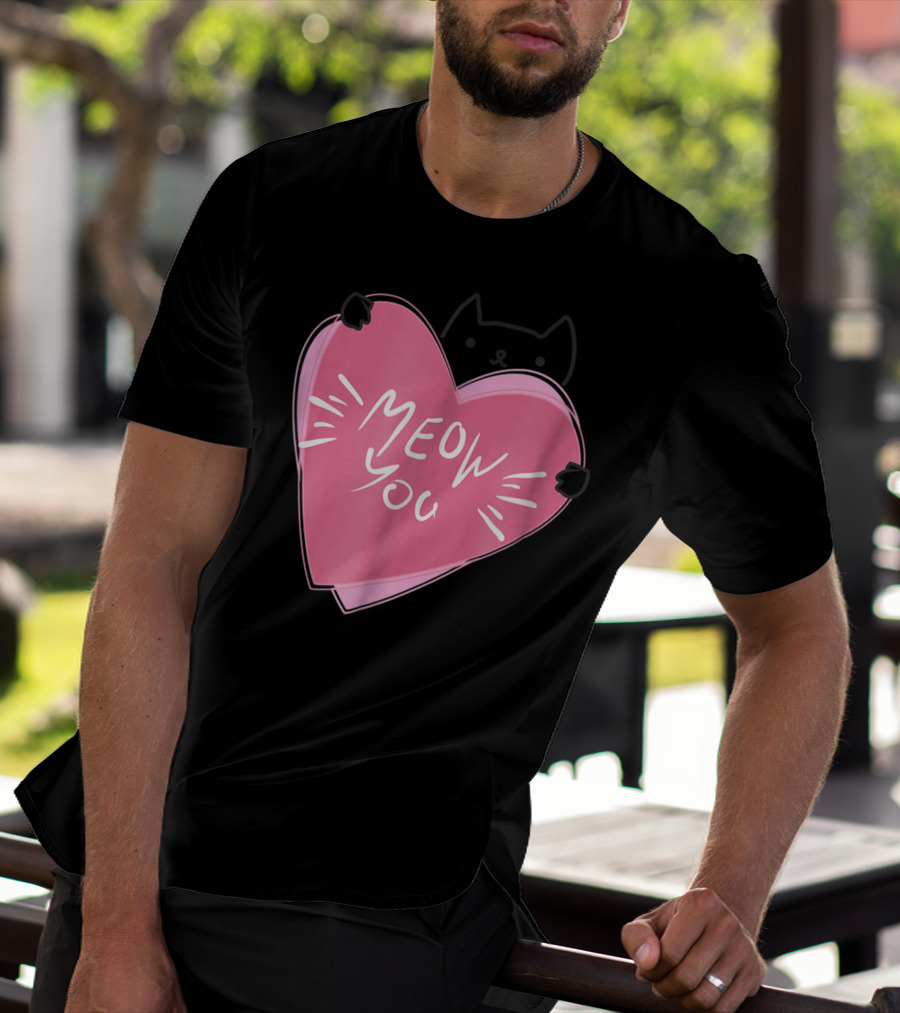 Cat Mom Meow You Cute Pink Heart Love Cat T-Shirt