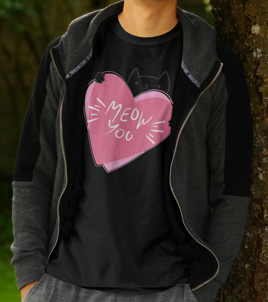 Cat Mom Meow You Cute Pink Heart Love Cat T-Shirt