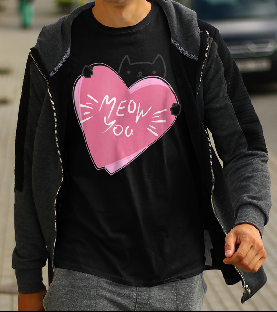 Cat Mom Meow You Cute Pink Heart Love Cat T-Shirt