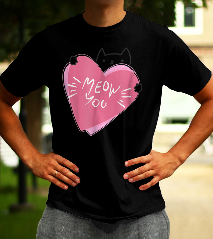 Cat Mom Meow You Cute Pink Heart Love Cat T-Shirt