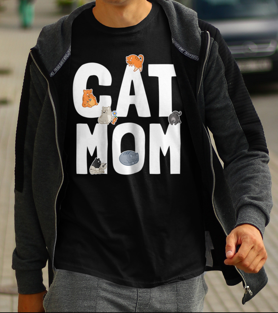 Cat Mom Mother Of Many Cats Cool Pet Owner Playful Feline Companions T-Shirt