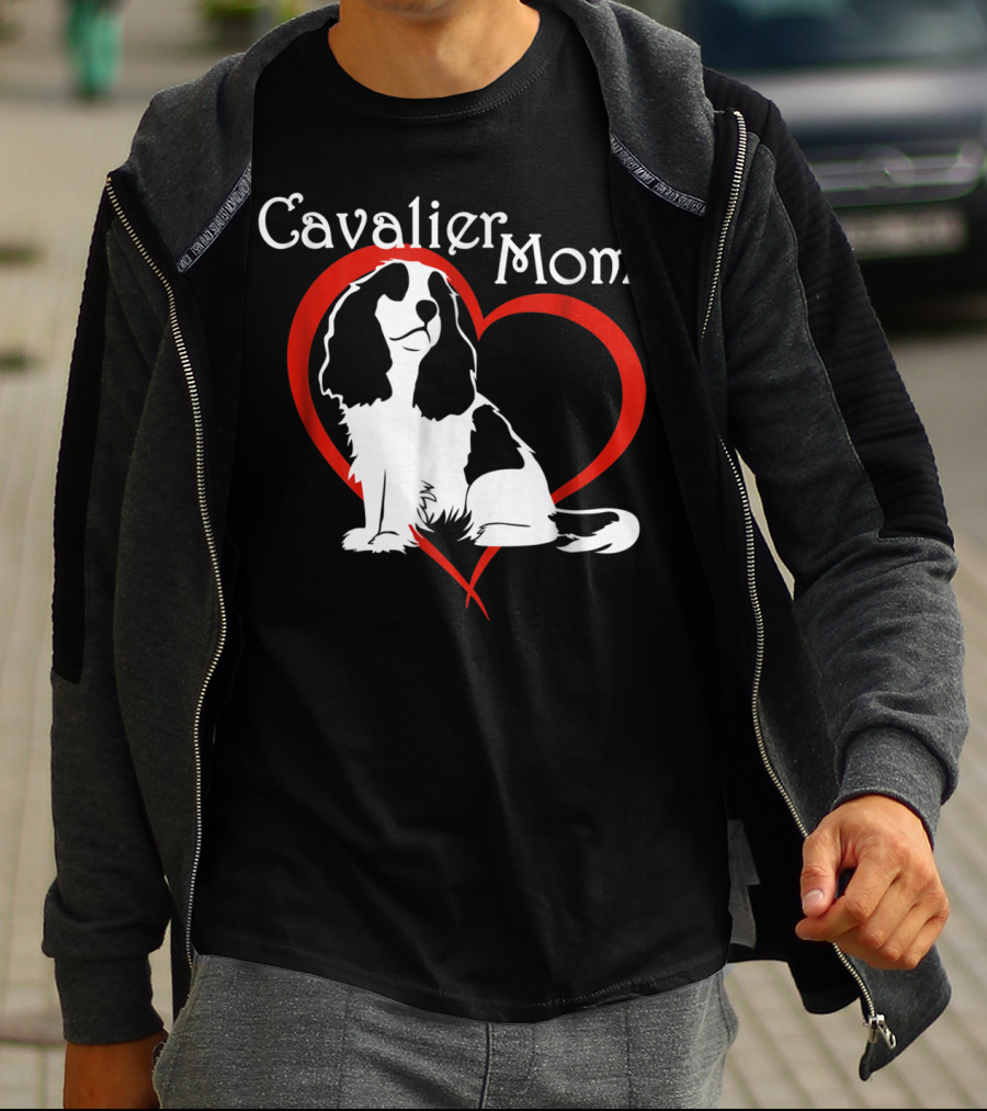 Cavalier Mom CKCS Heart NickerStickers Dog T-Shirt