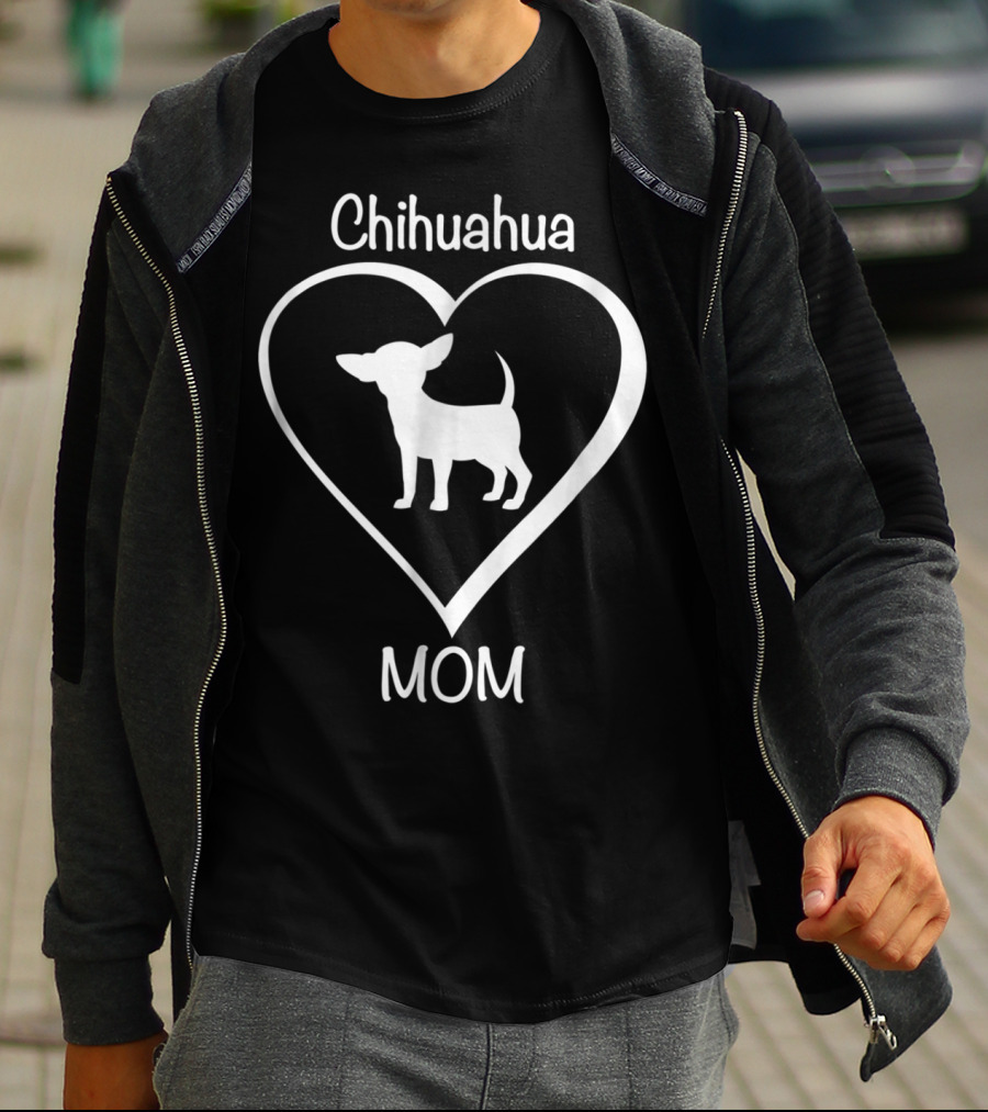 Chihuahua Mom Heart Silhouette Love T-Shirt