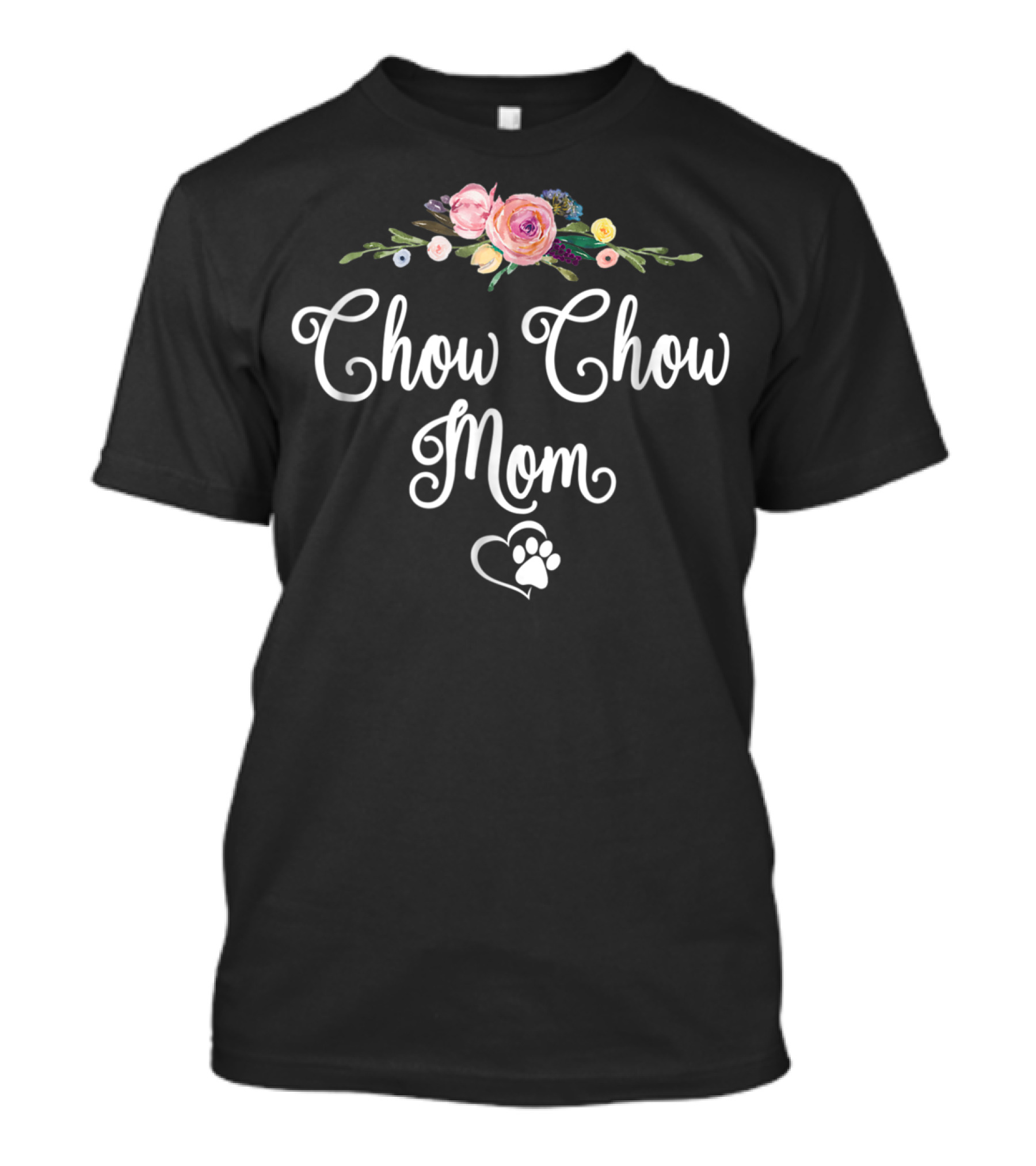 Chow Chow Mom Floral Heart Paw T-Shirt