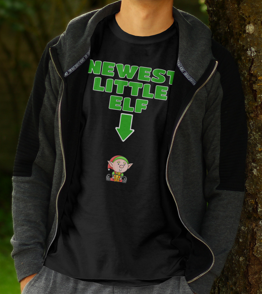 Newest Little Elf Christmas Expecting Mom To Be Pregnant Wife T-Shirt