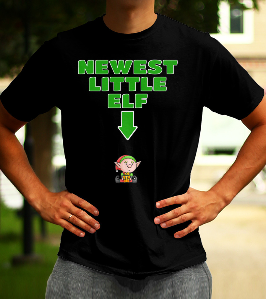 Newest Little Elf Christmas Expecting Mom To Be Pregnant Wife T-Shirt