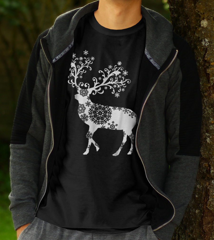 Christmas Mom Daughter Father Son Matching Deer Snowflake Clothing T-Shirt