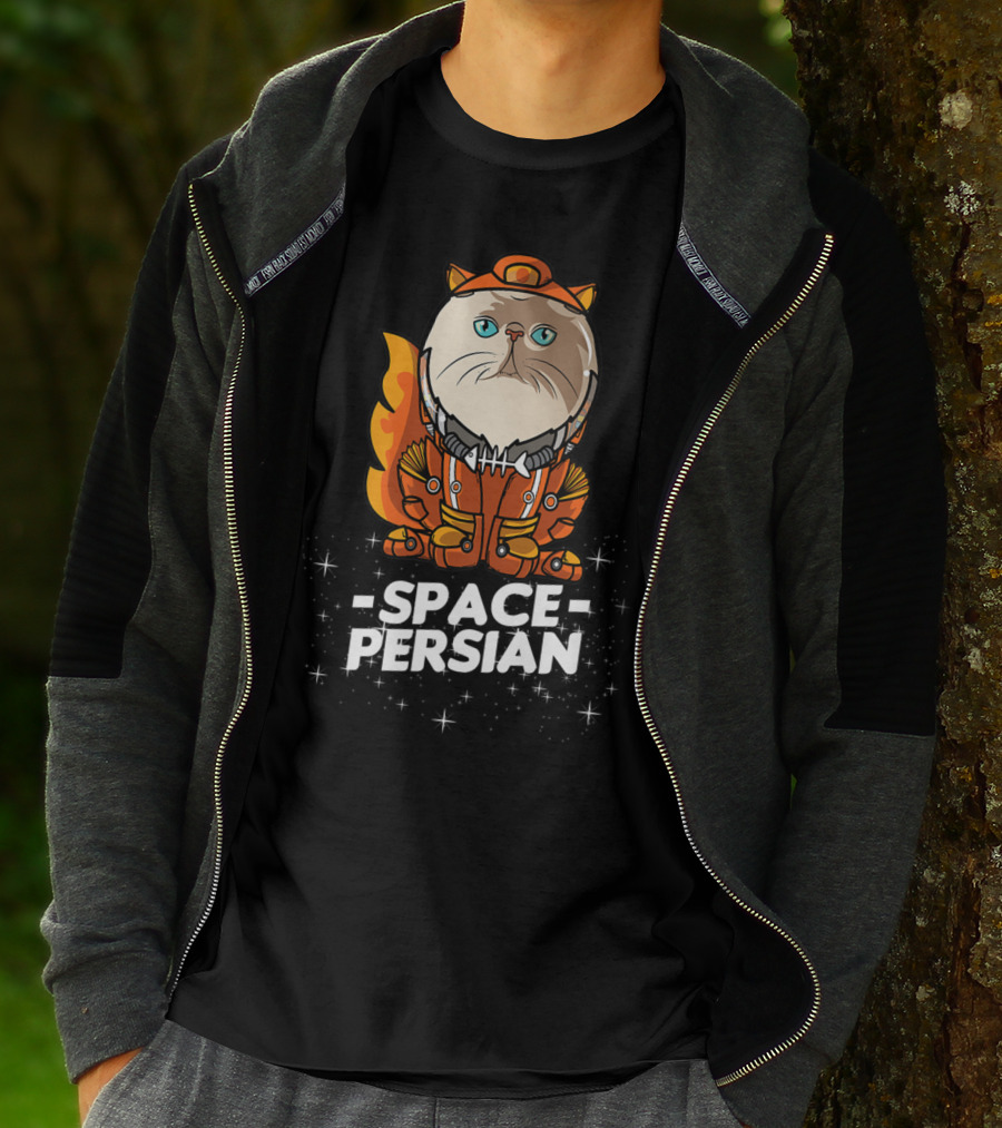Space Persian Cat In Astronaut Suit With Christmas Flair T-Shirt